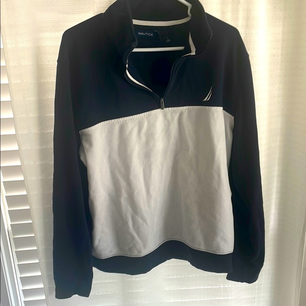 Nautica Black and White Zip Up Sweater